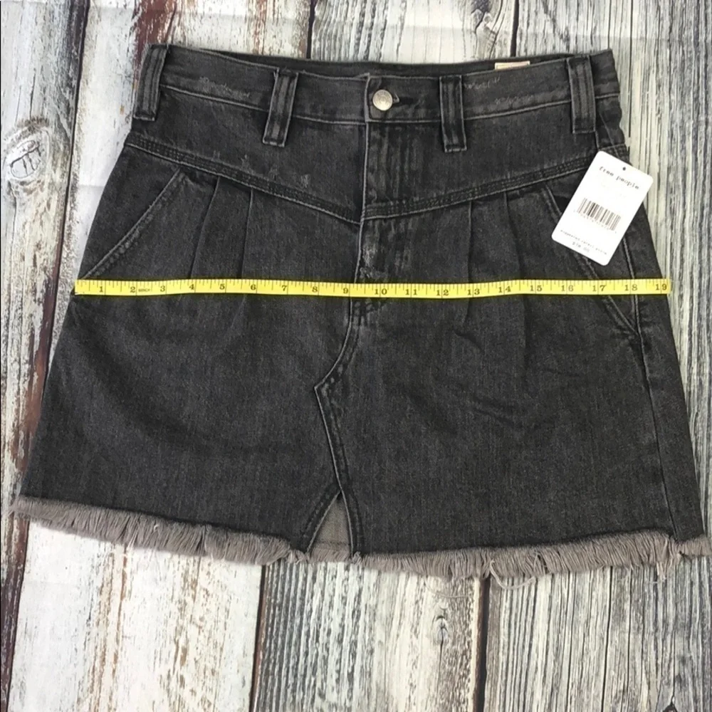 FREE PEOPLE SIDECAR DENIM MINISKIRT BLACK Sz 27